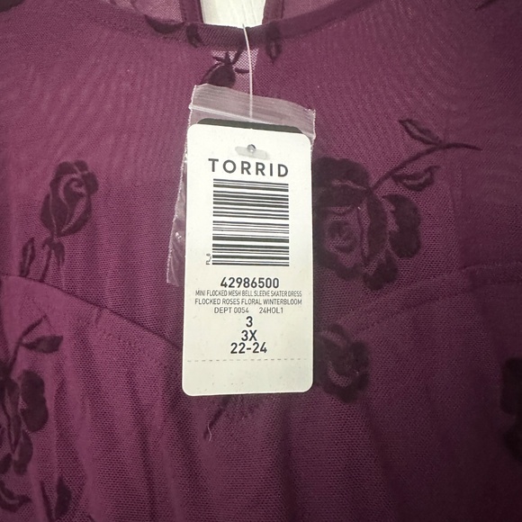 Mini Flocked Mesh Bell Sleeve Skater Dress - Picture 2 of 4